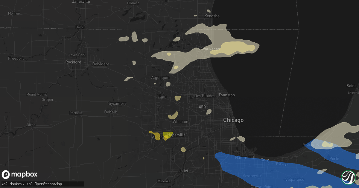 Hail map in Hoffman Estates, IL on August 9, 2026