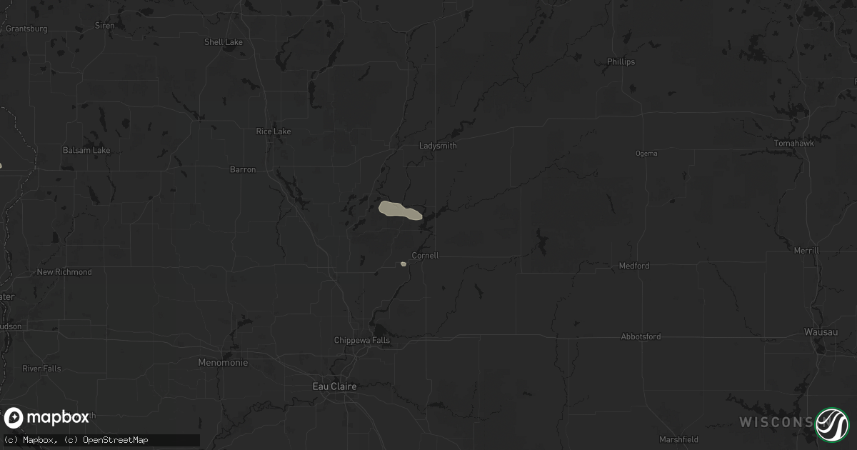 Hail map in Holcombe, WI on August 9, 2026