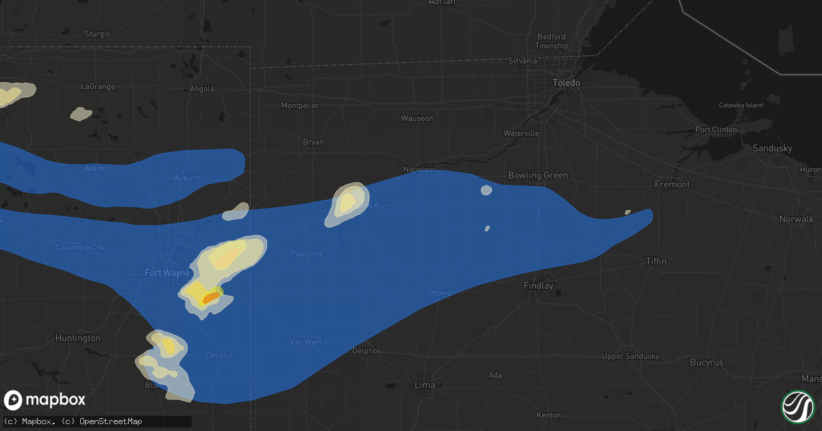 Hail map in Holgate, OH on August 9, 2026