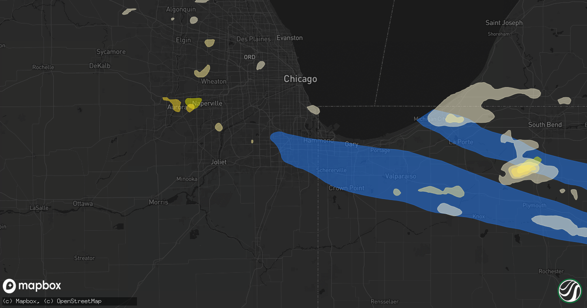 Hail map in Homewood, IL on August 9, 2026