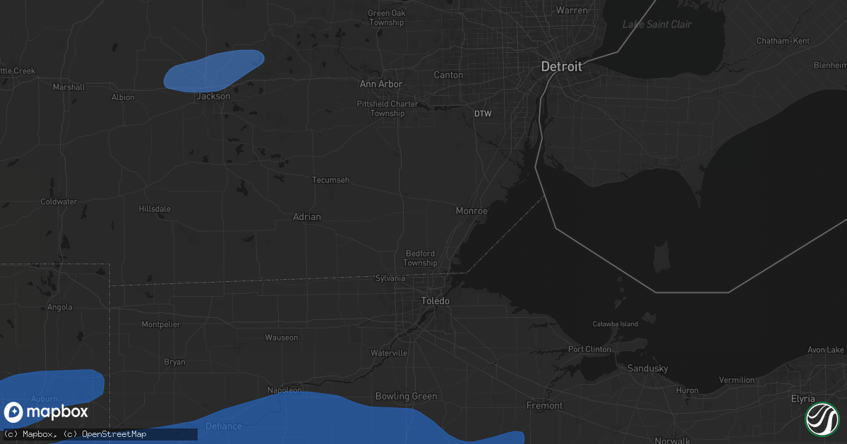 Hail map in Ida, MI on August 9, 2026