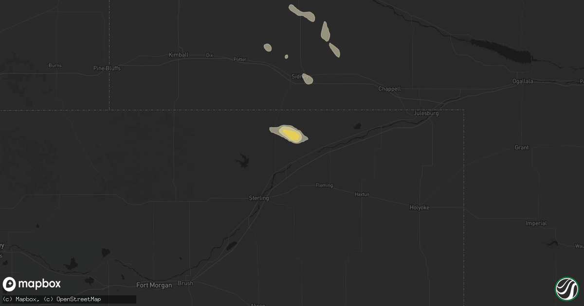 Hail map in Iliff, CO on August 9, 2026