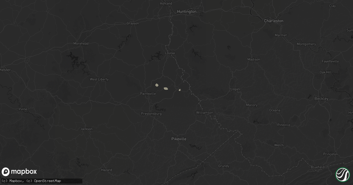 Hail map in Inez, KY on August 9, 2026