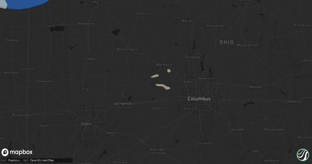 Hail map in Irwin, OH on August 9, 2026