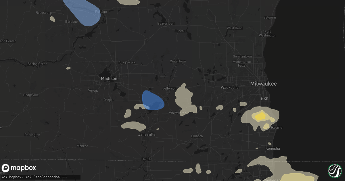 Hail map in Jefferson, WI on August 9, 2026
