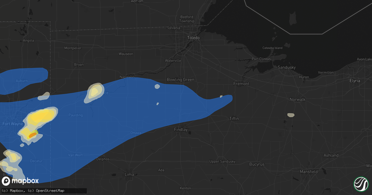 Hail map in Jerry City, OH on August 9, 2026