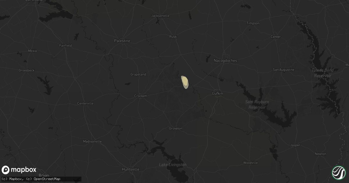 Hail map in Kennard, TX on August 9, 2026