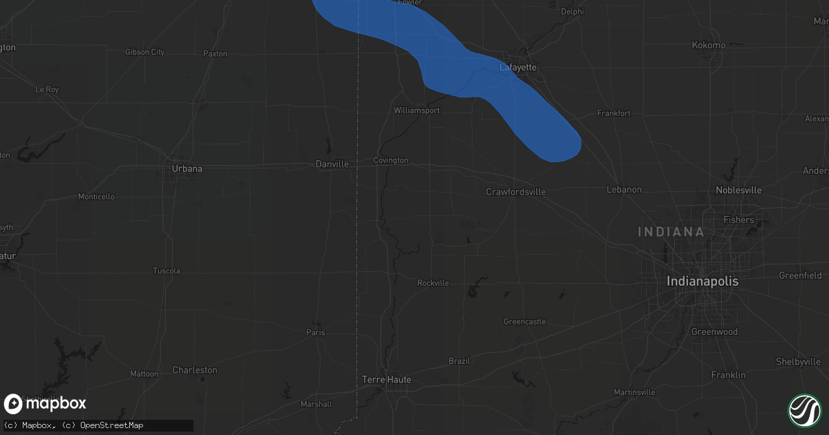 Hail map in Kingman, IN on August 9, 2026