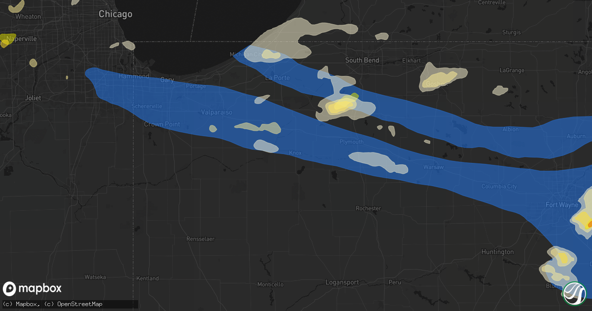Hail map in Knox, IN on August 9, 2026