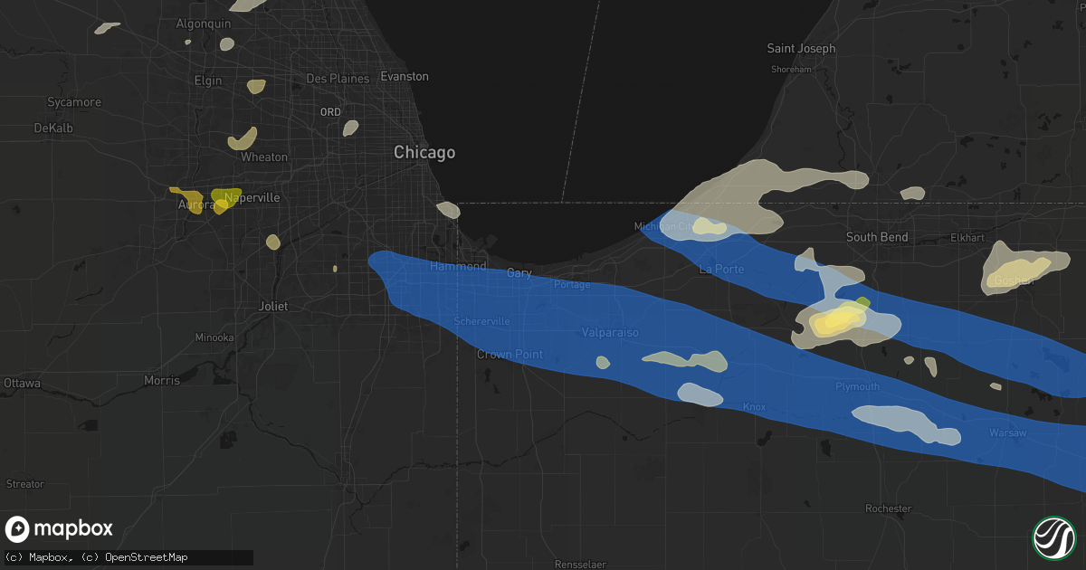 Hail map in Lake Station, IN on August 9, 2026