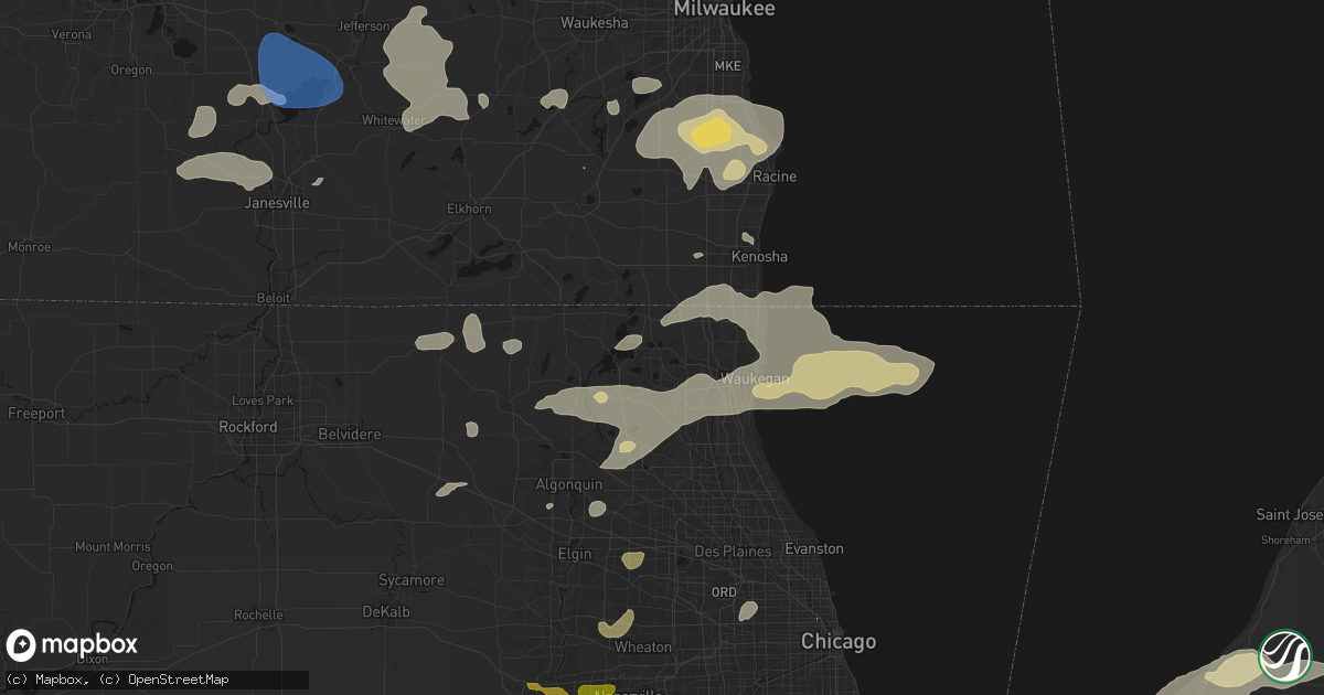 Hail map in Lake Villa, IL on August 9, 2026