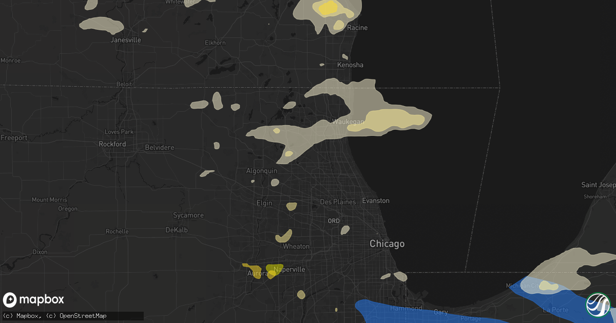 Hail map in Lake Zurich, IL on August 9, 2026