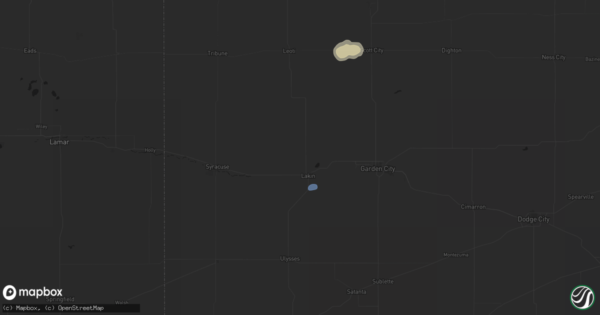 Hail map in Lakin, KS on August 9, 2026