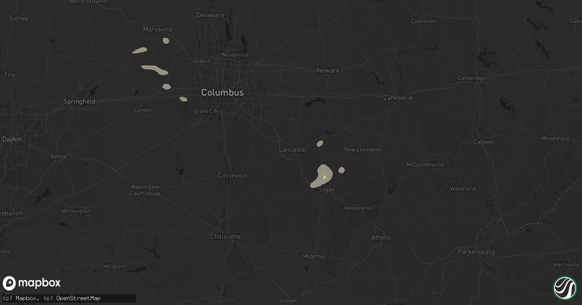 Hail map in Lancaster, OH on August 9, 2026