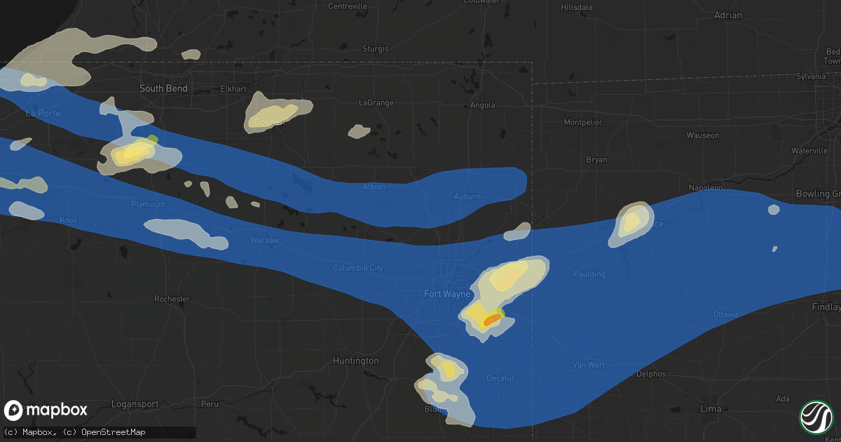 Hail map in Laotto, IN on August 9, 2026