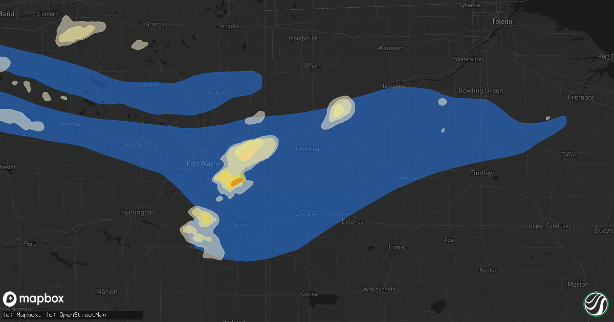 Hail map in Latty, OH on August 9, 2026