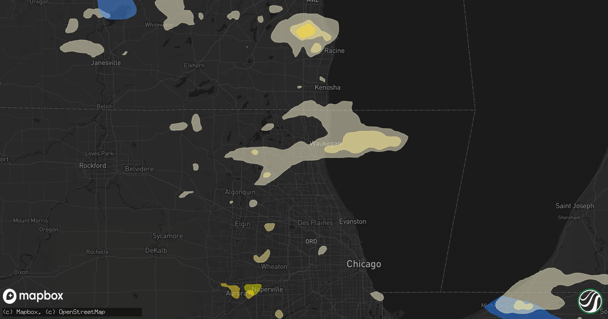 Hail map in Libertyville, IL on August 9, 2026
