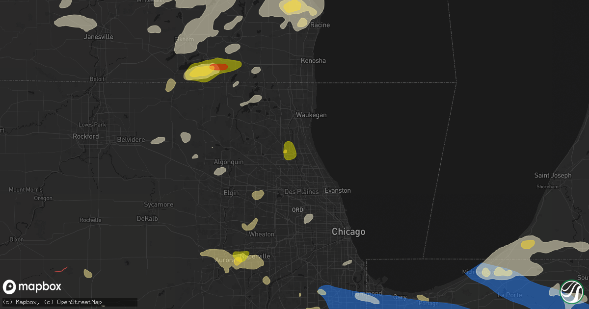 Hail map in Lincolnshire, IL on August 9, 2026