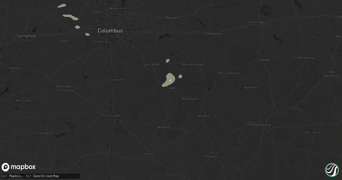 Hail map in Logan, OH on August 9, 2026