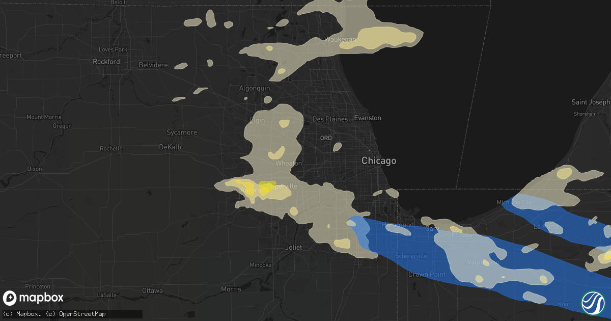 Hail map in Lombard, IL on August 9, 2026