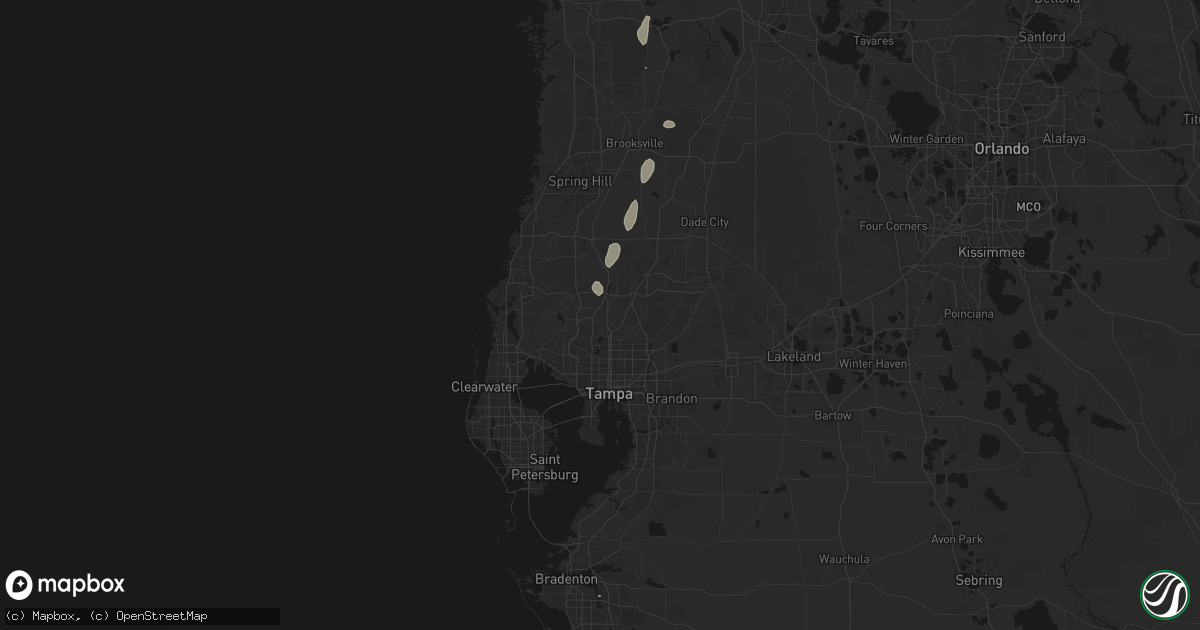 Hail map in Lutz, FL on August 9, 2026