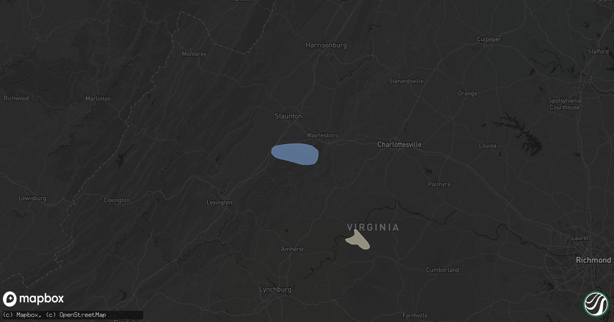 Hail map in Lyndhurst, VA on August 9, 2026