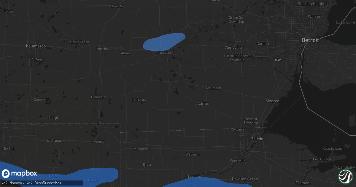 Hail map in Manitou Beach, MI on August 9, 2026