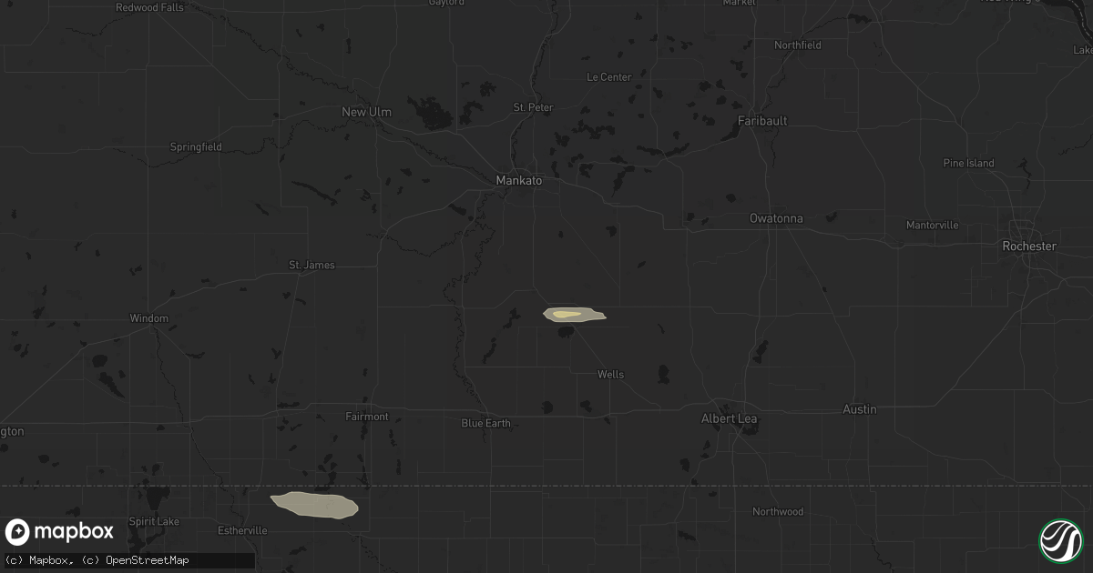 Hail map in Mapleton, MN on August 9, 2026