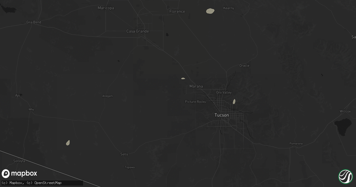 Hail map in Marana, AZ on August 9, 2026