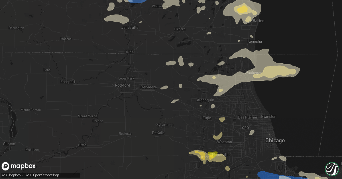 Hail map in Marengo, IL on August 9, 2026