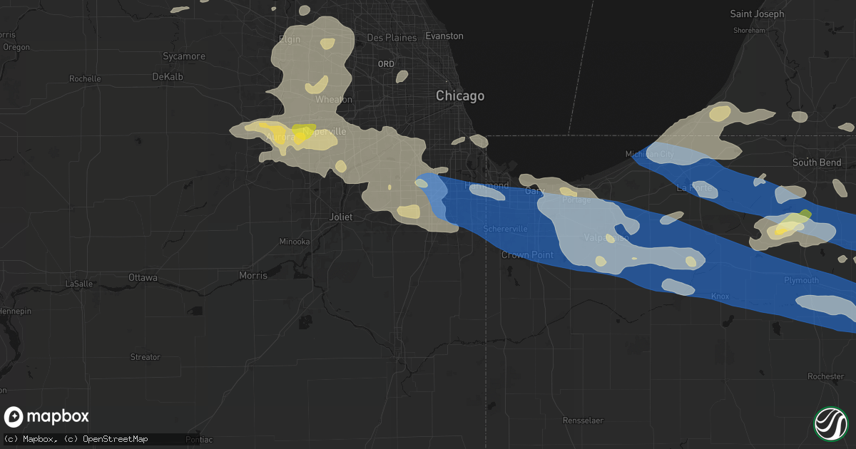 Hail map in Matteson, IL on August 9, 2026