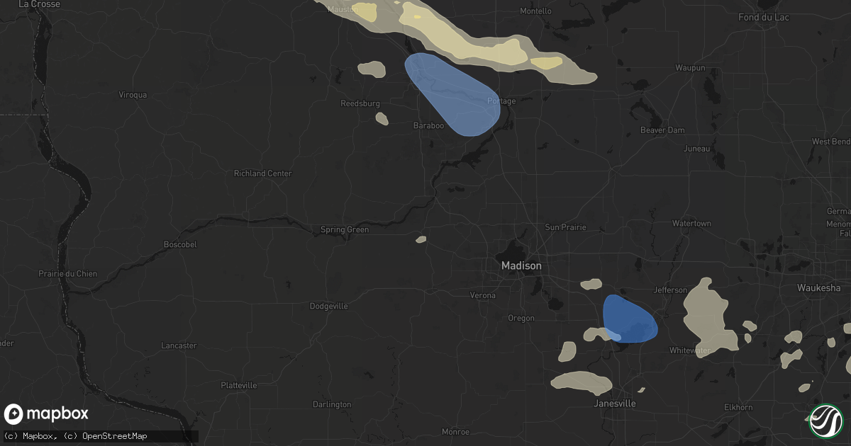 Hail map in Mazomanie, WI on August 9, 2026