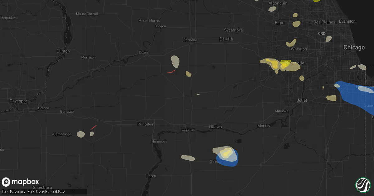 Hail map in Mendota, IL on August 9, 2026