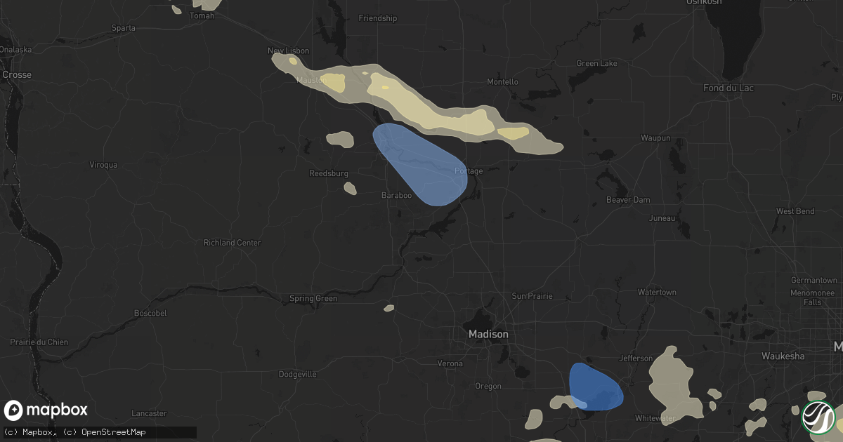 Hail map in Merrimac, WI on August 9, 2026