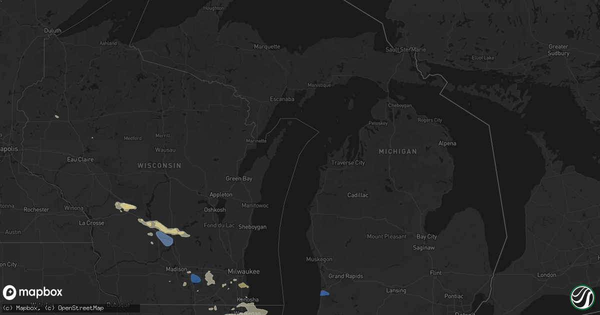 Hail map in Michigan on August 9, 2026