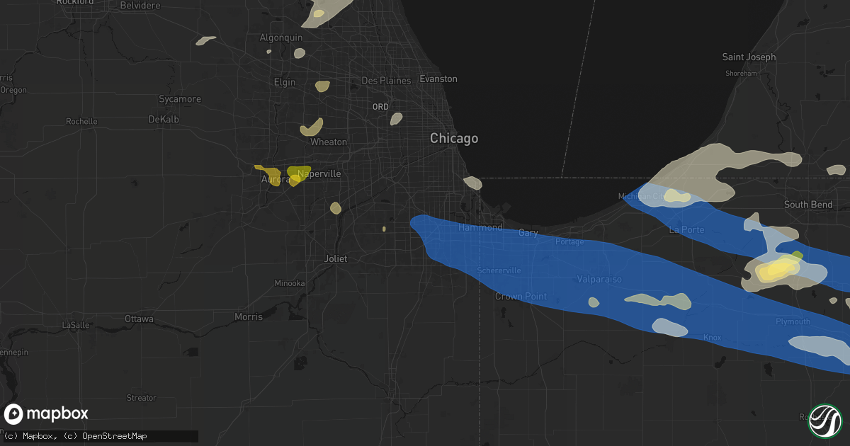 Hail map in Midlothian, IL on August 9, 2026