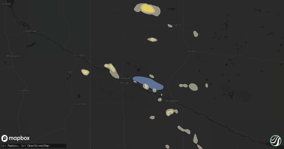 Hail map in Minatare, NE on August 9, 2026