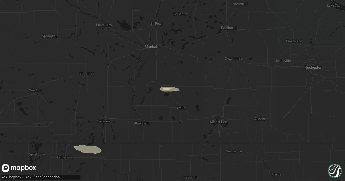 Hail map in Minnesota Lake, MN on August 9, 2026