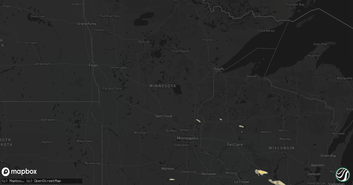 Hail map in Minnesota on August 9, 2026