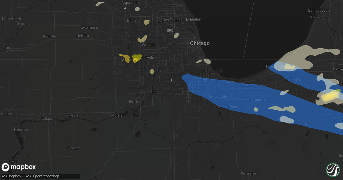 Hail map in Mokena, IL on August 9, 2026