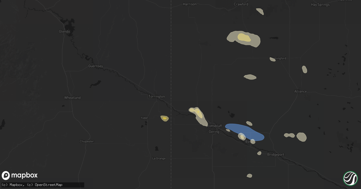 Hail map in Morrill, NE on August 9, 2026