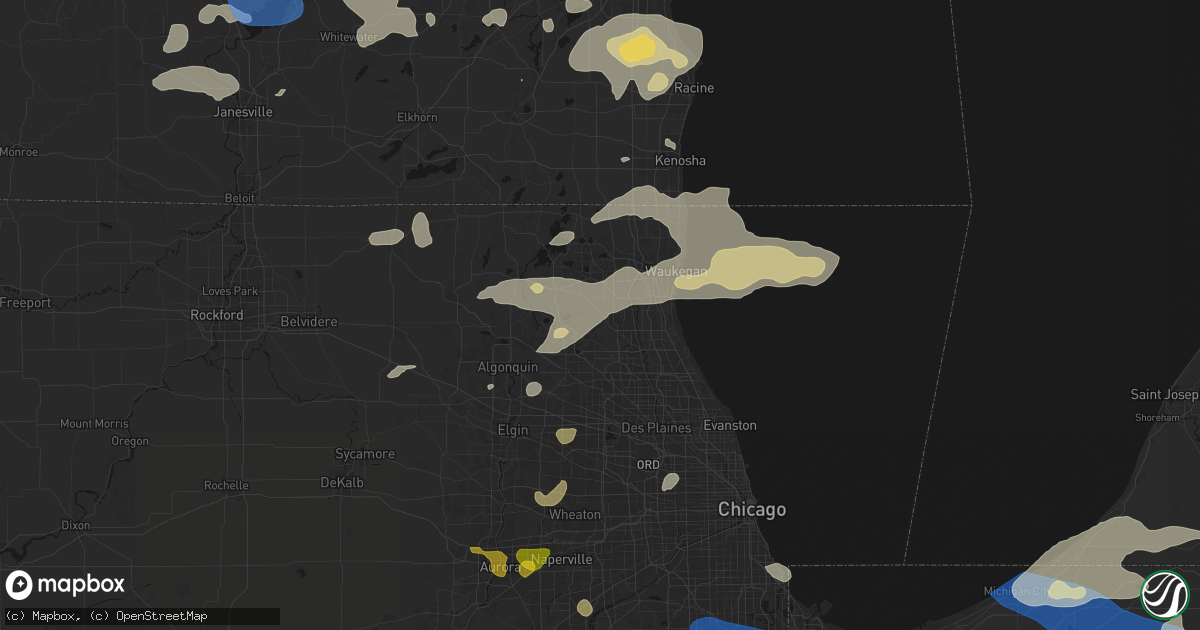 Hail map in Mundelein, IL on August 9, 2026