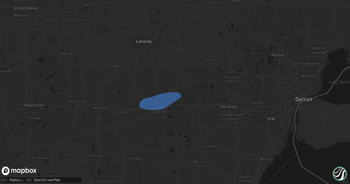 Hail map in Munith, MI on August 9, 2026