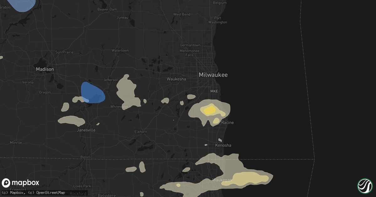 Hail map in Muskego, WI on August 9, 2026