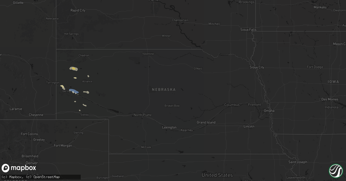 Hail map in Nebraska on August 9, 2026