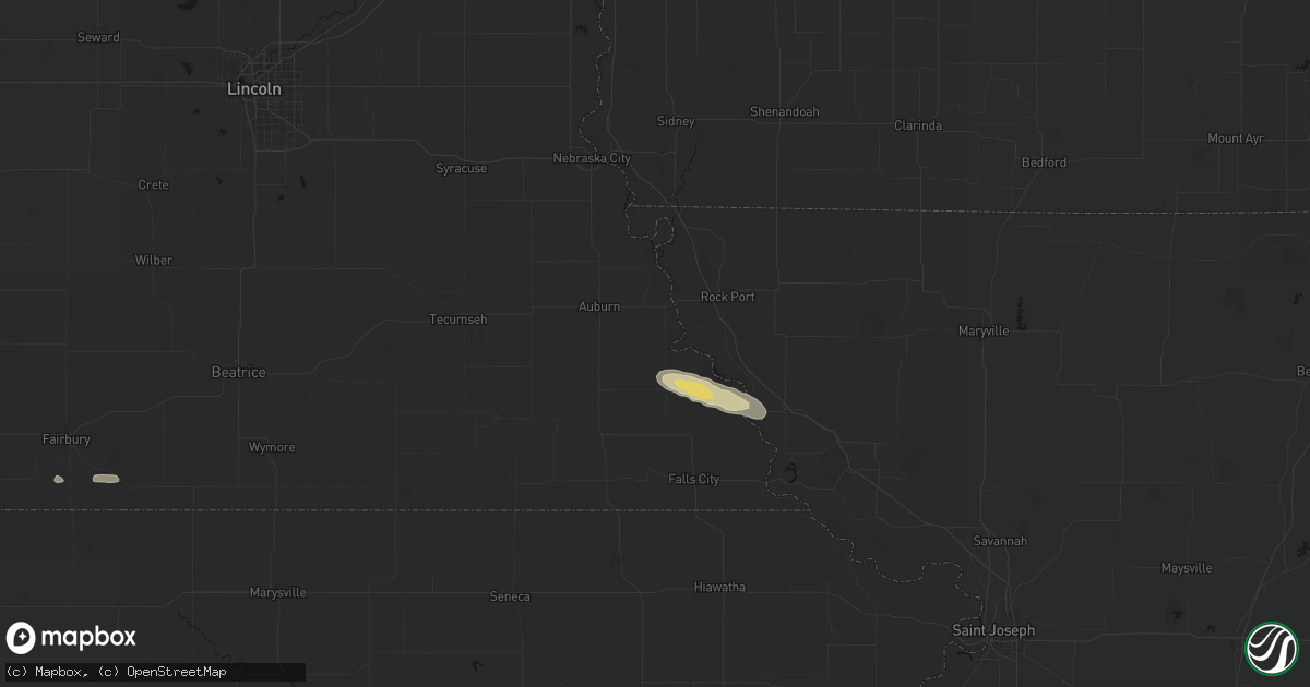 Hail map in Nemaha, NE on August 9, 2026