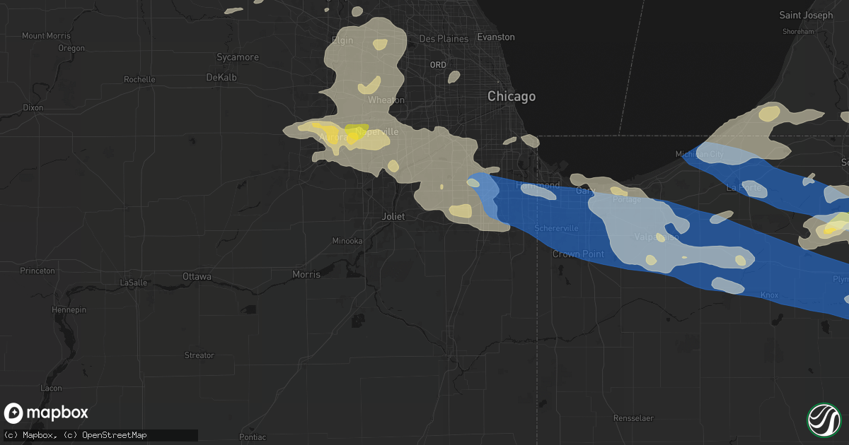 Hail map in New Lenox, IL on August 9, 2026