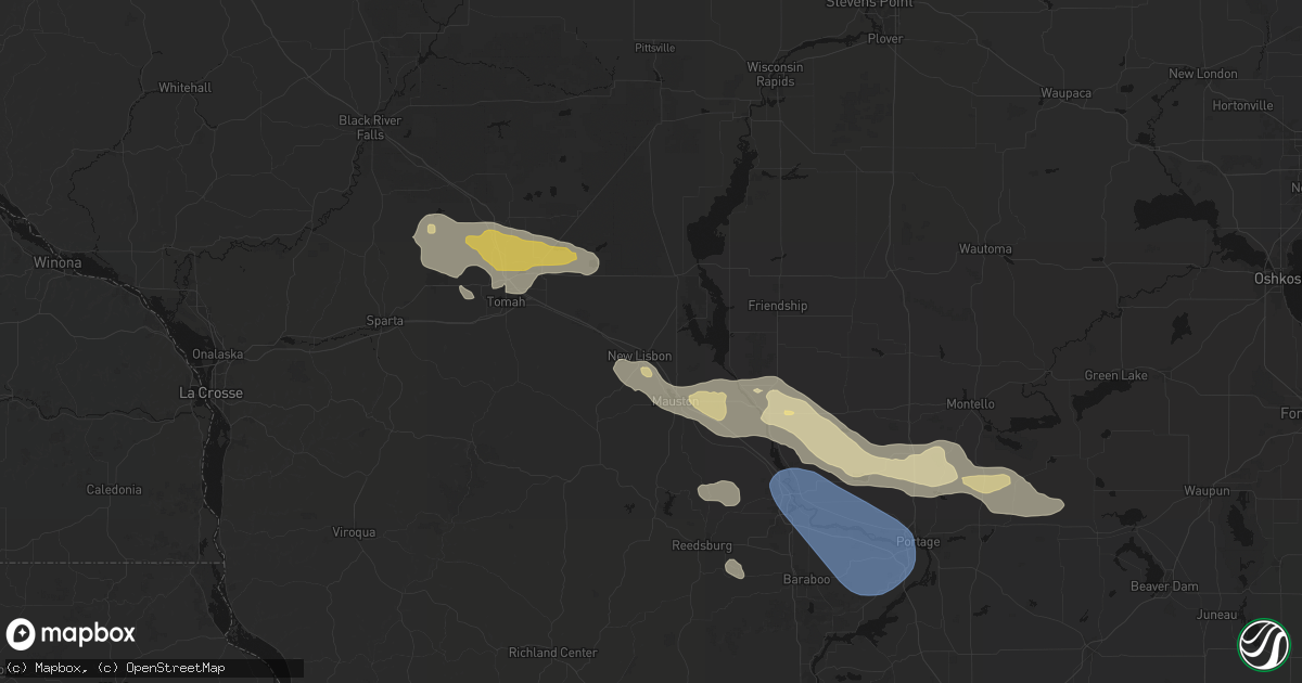 Hail map in New Lisbon, WI on August 9, 2026