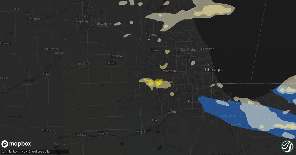 Hail map in North Aurora, IL on August 9, 2026