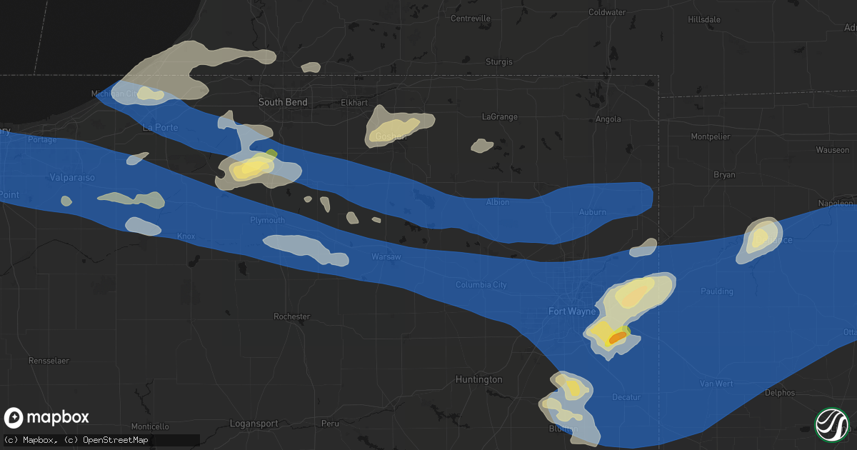 Hail map in North Webster, IN on August 9, 2026